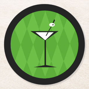 {Vintage Stil} { Martini } Underlägg Papper Rund