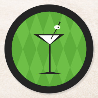 {Vintage Stil} { Martini } Underlägg Papper Rund