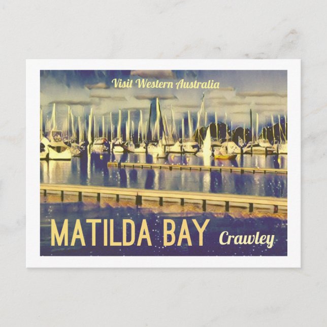 Vintage-stil Matilda Bay, Väster Australien Vykort (Framsida)