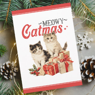 Vintage Stil Meowy Catmas Kat jul Julkort