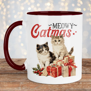 Vintage Stil Meowy Catmas Kat jul Mugg