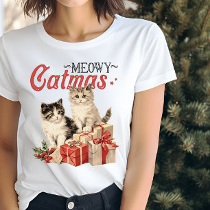 Vintage Stil Meowy Catmas Kat jul T Shirt