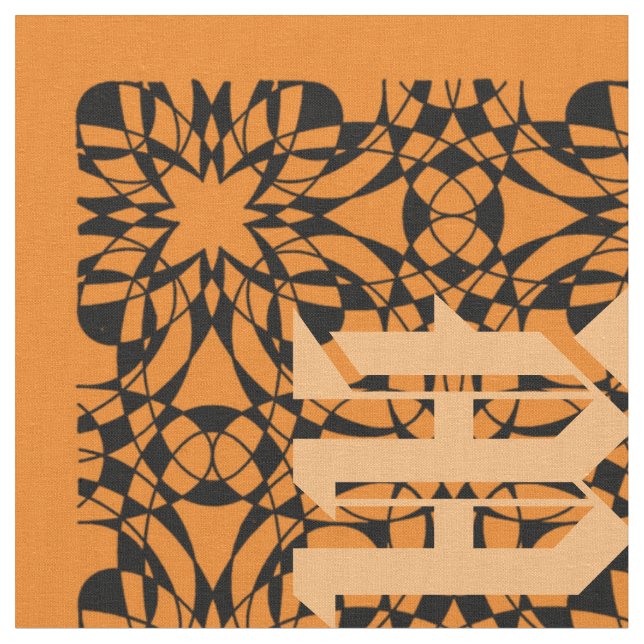 Vintage Stil Monogram Mönster Tyg (Närbild)