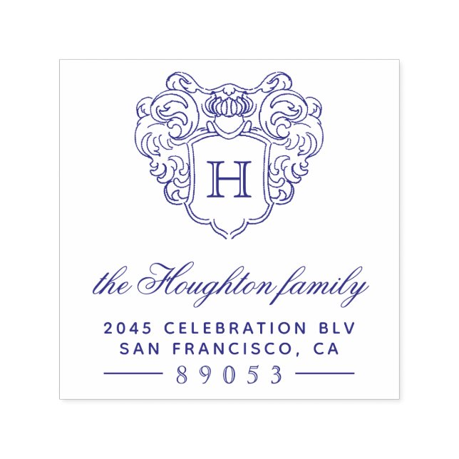 Vintage Stil Monogram Ram Returadress Självfärgande Stämpel (Design)