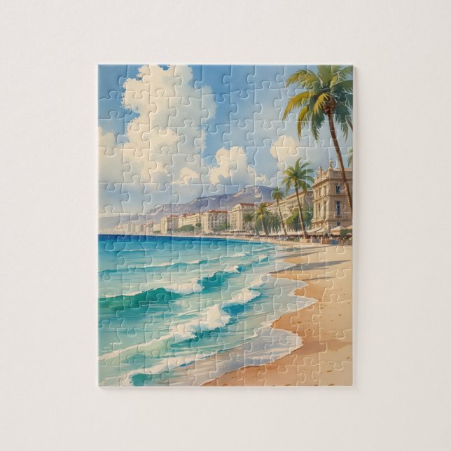 Vintage Stil Monte Carlo Beach Travel Pussel (Vertikal)