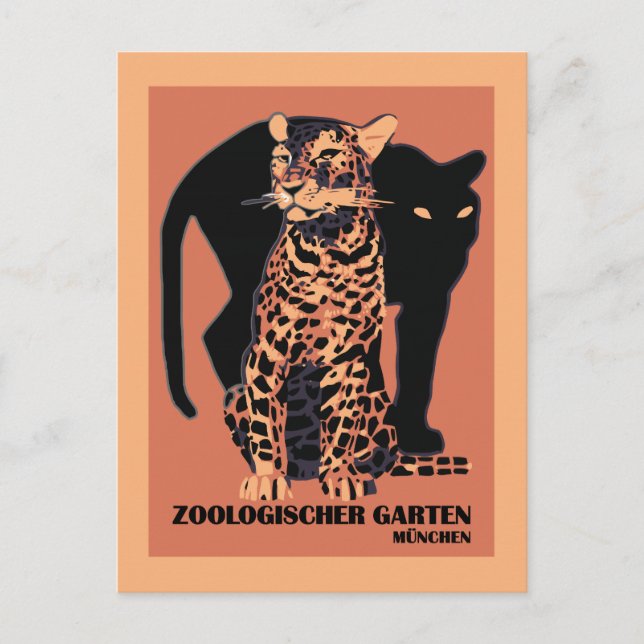 Vintage stil München Zoo Vykort (Framsida)