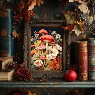 Vintage Stil Mushroom Art Poster