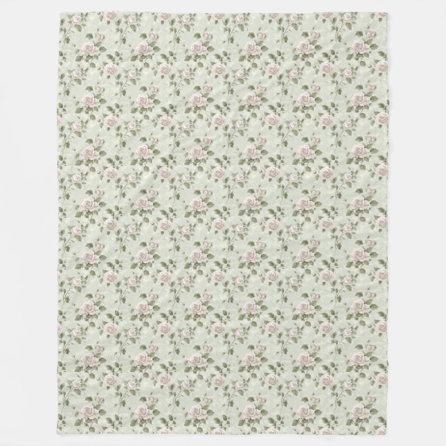 Vintage stil neutralt blommönster fleecefilt (Framsidan)