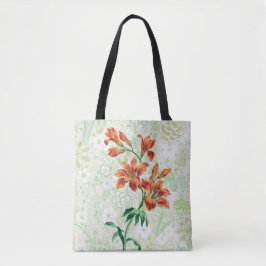 Vintage Stil Orange Lily Flowers Tote Bag Tygkasse