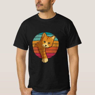 Vintage Stil Orange Tabby katt Silhouette Cat Kär T Shirt