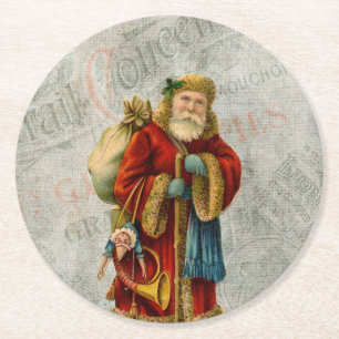 Vintage Stil Pappa jul Jultomten Underlägg Papper Rund