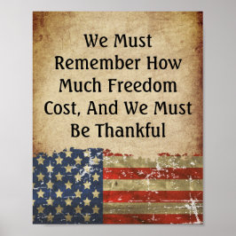 Vintage Stil Patriot American Flagga Freedom Quote Poster