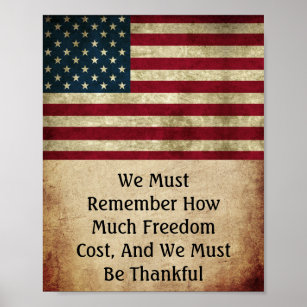 Vintage Stil Patriot American Flagga Freedom Quote Poster