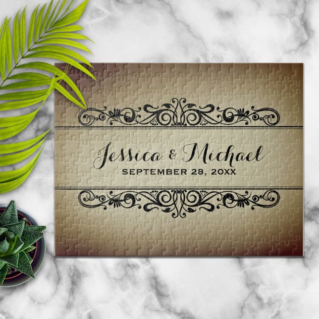 Vintage Stil Personlig Bröllop Pussel (Skapare uppladdad)