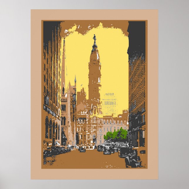 Vintage Stil Philadelphia City Hall Poster (Framsidan)