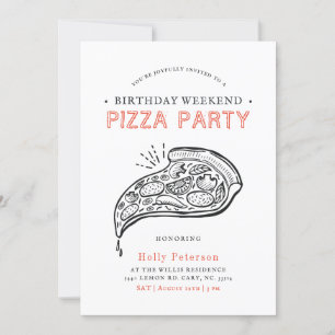 Vintage Stil Pizza Party Födelsedag Helg Inbjudningar
