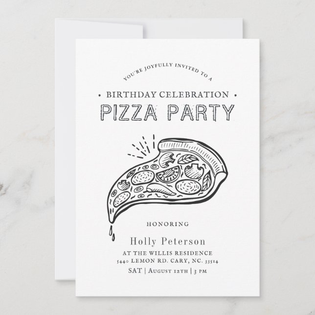 Vintage Stil Pizza Party | Födelsedagsfirande Inbjudningar (Framsida)
