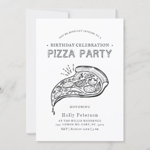 Vintage Stil Pizza Party Födelsedagsfirande Inbjudningar