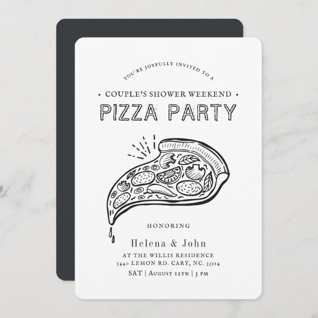Vintage Stil Pizza Party | Kupelskor Invita Inbjudningar (Fram/baksida)