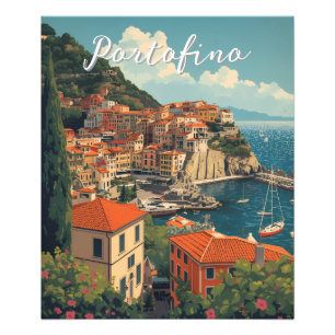 Vintage stil Portofino Genova Italien Fototryck