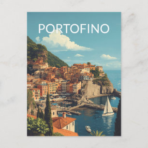 Vintage stil Portofino Genova Italien Helg Vykort