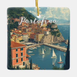 Vintage stil Portofino Genova Italien Julgransprydnad Keramik