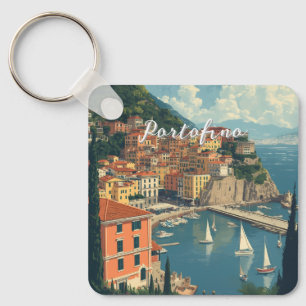 Vintage stil Portofino Genova Italien Nyckelring