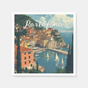 Vintage stil Portofino Genova Italien Pappersservett
