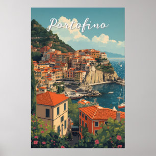 Vintage stil Portofino Genova Italien Poster