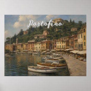 Vintage stil Portofino Genova Italien Poster