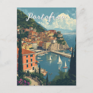 Vintage stil Portofino Genova Italien Vykort