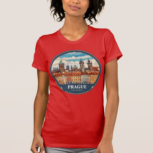 "Vintage-Stil Prag" T Shirt (Framsida)