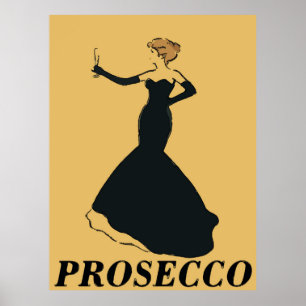 Vintage Stil Prosecco Woman Poster