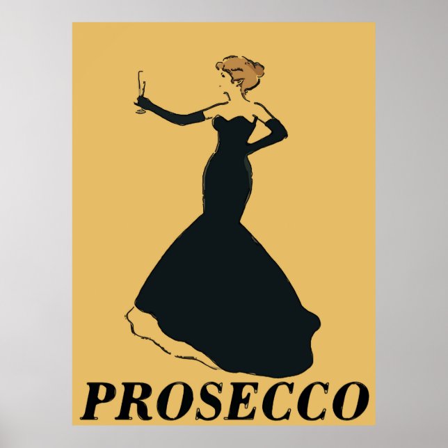 Vintage Stil Prosecco Woman Poster (Framsidan)