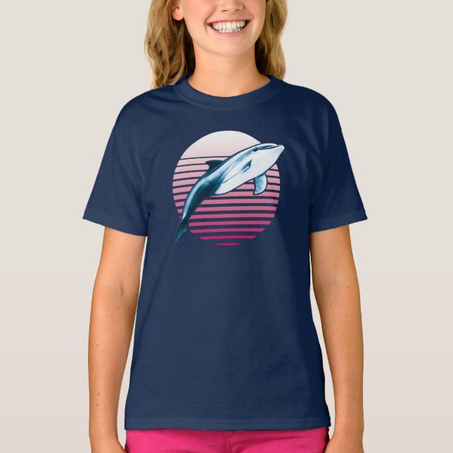 Vintage Stil Retro Dolphin T-Shirt (Framsida)