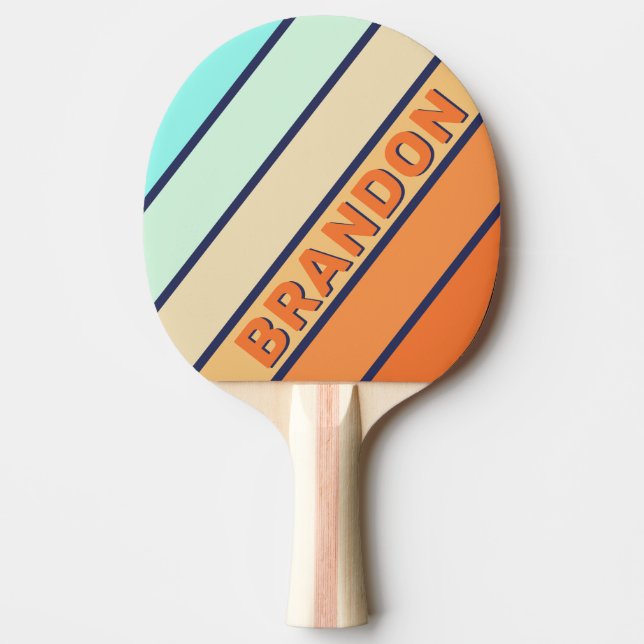 Vintage stil Retro fet randig med namn Pingisracket (Framsidan)