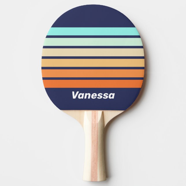 Vintage stil Retro tvärstripig med namn Pingisracket (Framsidan)