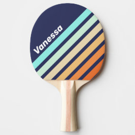 Vintage stil Retro vinklad randig design med namn Pingisracket