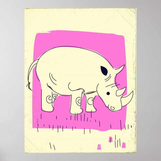 Vintage stil Rhino tecknad Poster (Framsidan)
