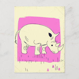 Vintage stil Rhino tecknad Vykort