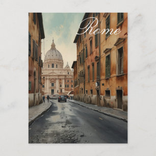 Vintage stil Rom italiensk resa akvarell Helg Vykort