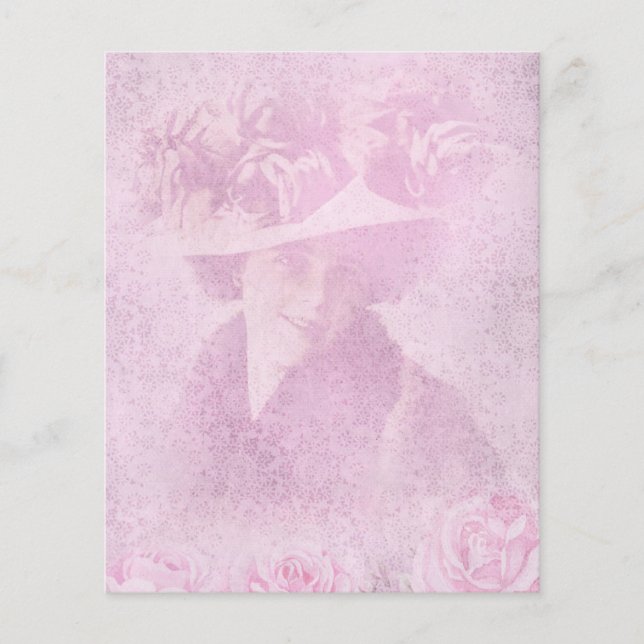 Vintage Stil Rosa Blommigt Scrapbook Ephemera (Framsida)