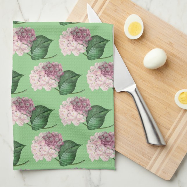 Vintage Stil Rosa Hydrangea Kitchen Towel Kökshandduk (Vikt i Fjärdedel)
