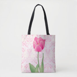 Vintage Stil Rosa Tulip Flower Tote Bag Tygkasse