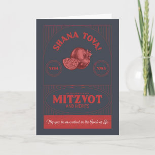 Vintage Stil Rosh Hashana Shana Tova Pomegranate Anteckningskort