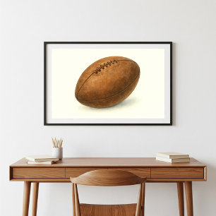 Vintage Stil Rugby Boll Watercolor Art Art Poster