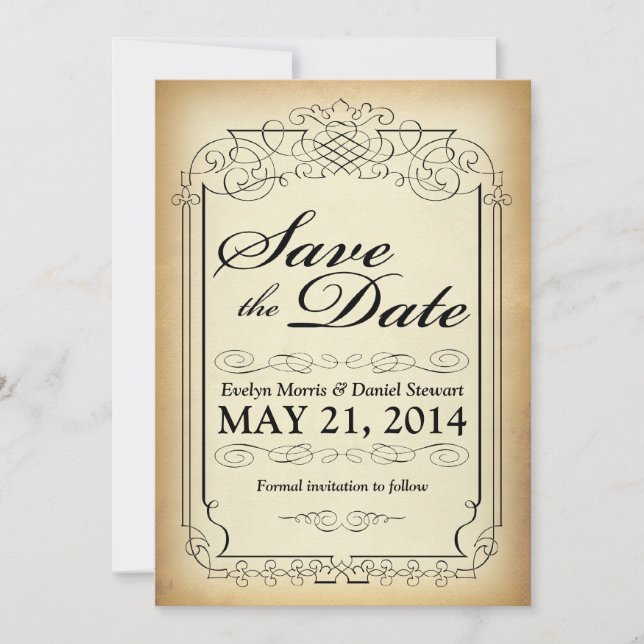 Vintage Stil Rulla Spara datumkortet Datumet (Framsida)