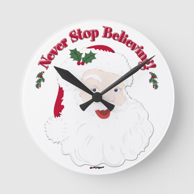 Vintage Stil Santa Sluta aldrig tro Rund Klocka (Framsida)