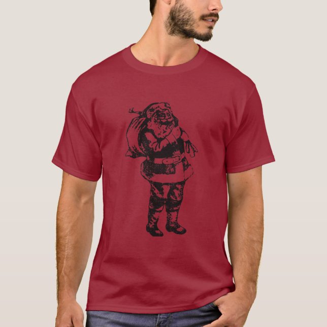 Vintage Stil Santa T Shirt (Framsida)