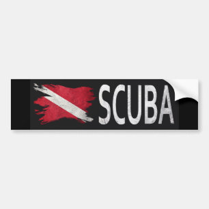 Vintage stil scuba flagga. Nedtonad flagga Bildekal